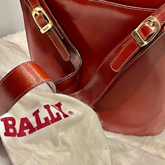 Vintage BALLY Structured Cognac Brown Leather Bag - Picture 5 of 14